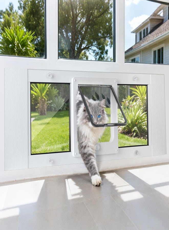 Slevoo Cat Door for Window, Adjustable Width of 32"-36", 4 Secure Lock Modes and Tool-Free Install, Aluminum Frame and High-Transparency Glass Window Pet Door, Suitable for Most Cats & Small Dogs - Image 2